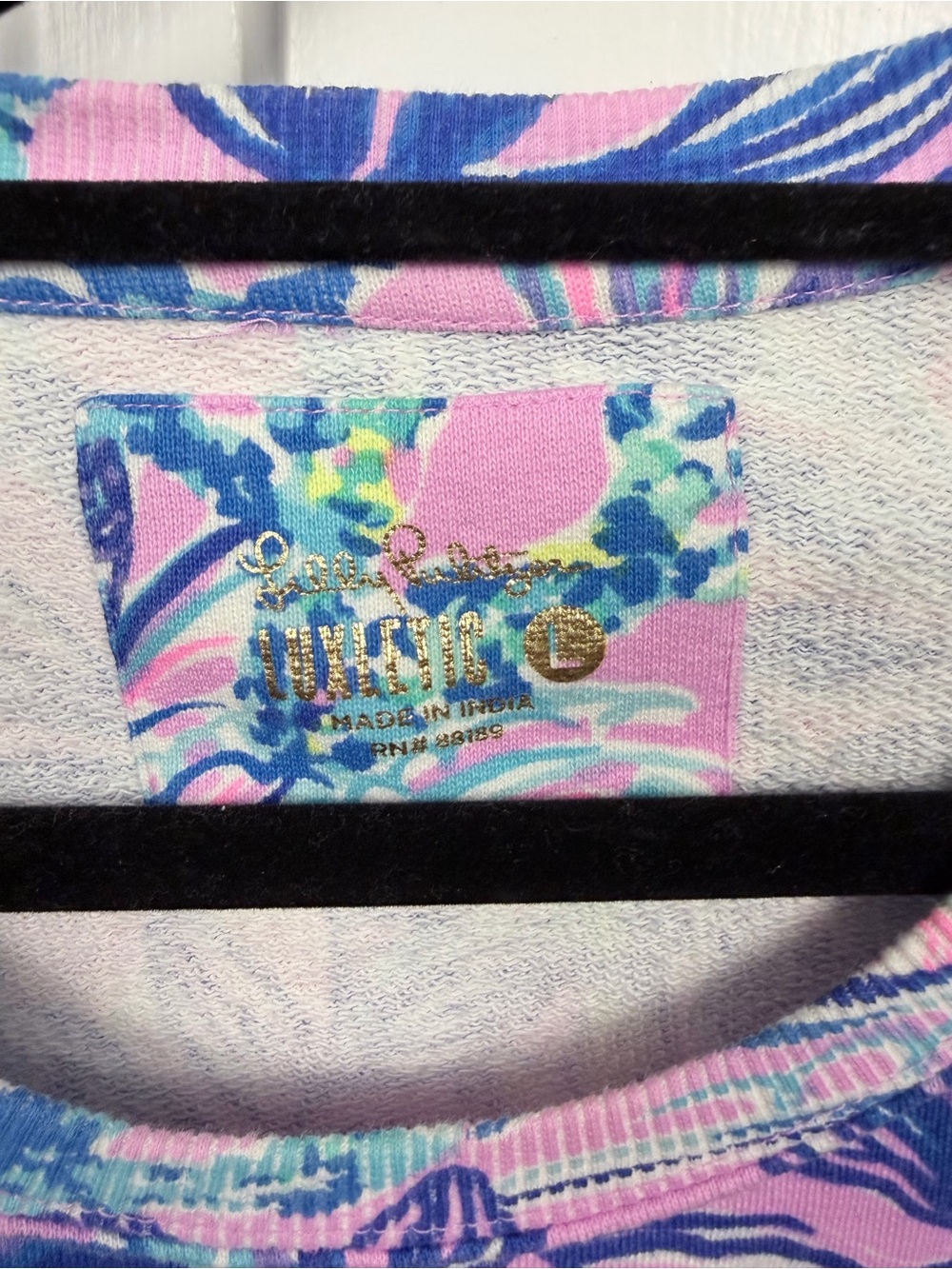 Lilly Pulitzer Pink & Blue Tropical-Leaf Pullover Sweatshirt - Picture 3 of 3